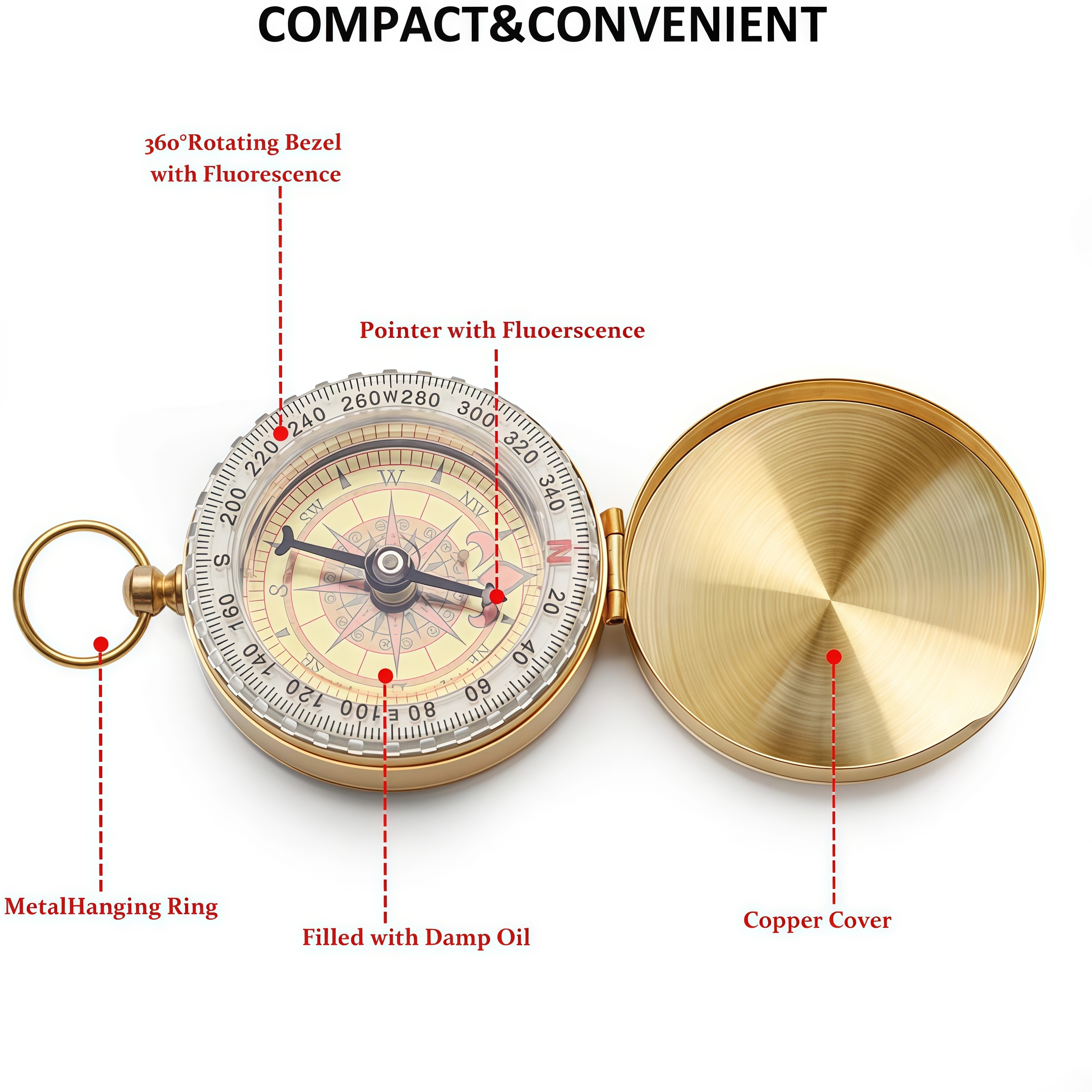 Brass Outdoor Compass - Gold C – Compass Lensatic Bewertung und Preis