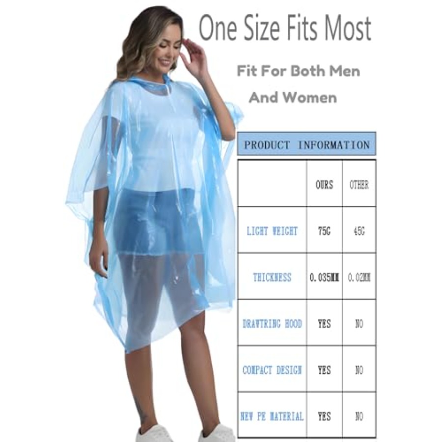 4/6/12 Pack Disposable Rain Po – Emergency Poncho Rain Bewertung und Preis